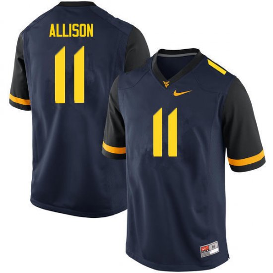 Men's West Virginia Mountaineers NCAA #11 Jack Allison Navy Authentic Nike Stitched College Football Jersey PX15Y85JT